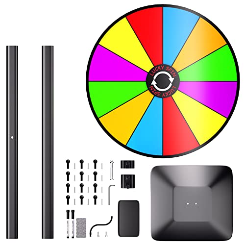 EBLIKI 24" Prize Wheel - Dual Use Tabletop or Height Adjustable Floor Stand Heavy Duty Spinner Wheel of Fortune with 12 Slots & Dry Erase & Eraser for Carnival, Trade Show, Fortune Spinning Game by EBLIKI - Image 7