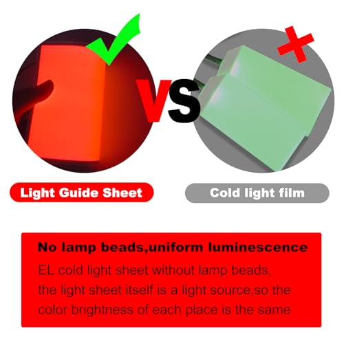 Image of El Panel Backlight 8.2 x 5.9 Inches Electroluminescent Sheet Light DIY Cuttable Backlight Paper Lamplamp Sheet Neon for Cosplay Party Decoration Luminous Piece (Red)
