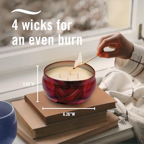 Image of Febreze Scented Candle, Baked Cinnamon Apples Scent, 4 Wick Candle, Reusable Tin, Long Lasting Even Burn, 11oz, Single Pack