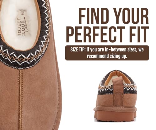Image of Project Cloud 100% Genuine Leather Shearling Slippers for Women (Nerita) | Australian Fur Lining Memory Foam Insole Non Slip EVA Sole Fuzzy Plush House Shoes Warm Cozy Indoor Footwear Everyday Comfort