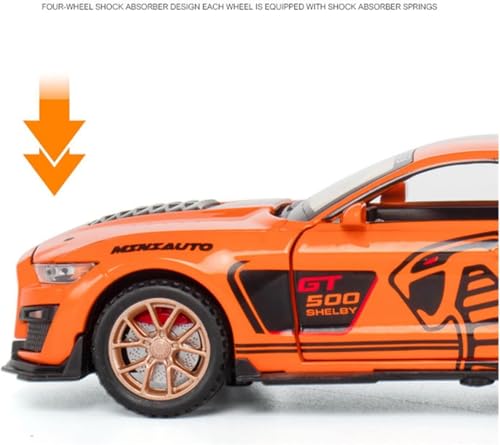 Image of 1:32 Scale Mustang Shelby GT500 Exclusive Alloy Metal Pull Back Die-cast Car Model with Sound Light Mini Auto Toy for Kids Metal Model Toy Car with Sound and Light [Colour As Per Stock]
