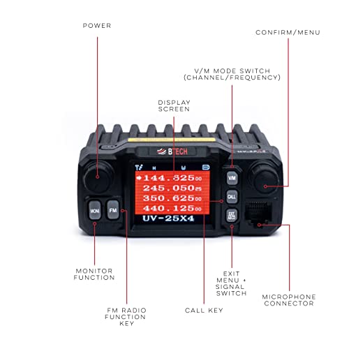 Btech Uv-25X4 (Second Gen.) Mini Mobile 25 Watt Tri Band Base, Mobile Radio: Vhf, 1.255M, Uhf Amateur (Ham) #TOP4