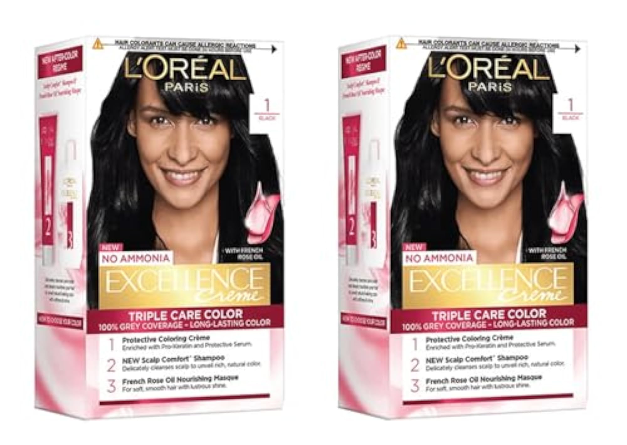 L'Oréal Excellence Creme Hair Colour, 1 Black, Pack of 2
