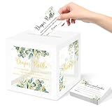 Greenery Baby Shower Games for Girl or Boy, Oh Baby Sage Green Diaper Raffle Card Box with Tickets for Boy Baby Shower Decorations