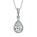 Bling Jewelry Sterling Silver Pear CZ Drop Pendant Bridal Necklace 16in