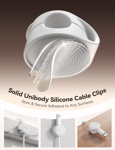 16-Pack Organizadores de Cable de Silicona con Clips Magnéticos, 8 mm de ancho para cables accesibles, Organizador de Cables FLYLEAD para escritorio, con adhesivo para organización en oficina y hogar miniatura 3