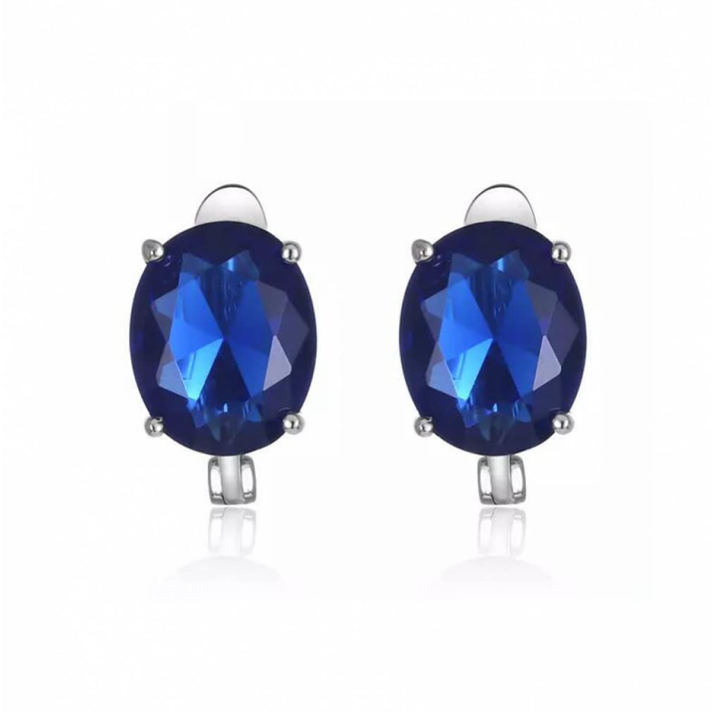 HLTYGWX Edelstein Ohrclips Damen Silber 925 Schmuck Blau/Weiß Lab Diamant Hochzeit Ohrringe