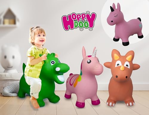 JAMARA 460316 Hüpftier Einhorn HoppyDoo - Spielzeug für Kinder, Hüpfspielzeug Baby Indoor/Outdoor, Geschenk für Kids, Gartenspielzeug, Bouncing, Pflegeleicht, BPA frei, mit Pumpe