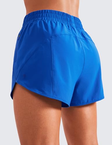 Image of CRZ YOGA Dolphin Athletic Shorts 3 inch | High Waisted, Mesh Liner, Quick Dry, Lightweight, A Zip Pocket, for Women