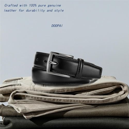 Image of DOOPAI Mens Dress Belt - Genuine Leather Dress Belts For Men,Casual Suit Jeans Belt-Single Prong Buckle black belt
