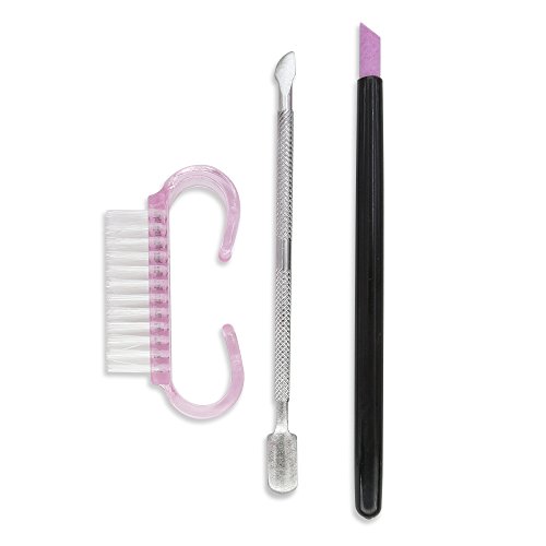 Generic 3pcs Manicure Set Nail Buffer Cuticle Remover Stick Pen Cut Pusher Polish Manicure Pedicure Care Nail Brush Tool