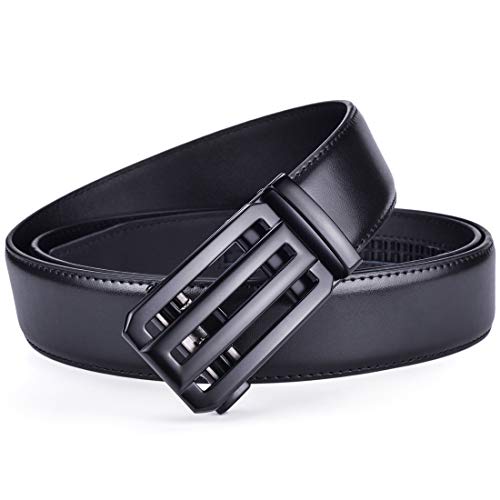 Image of Beltox Men Leather Belt w Slide Ratchet Interchangeable Buckle