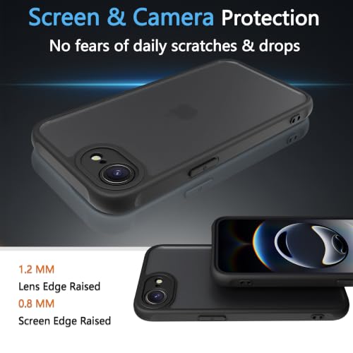 Image of for iPhone 16E /17e Case Translucent Matte Phone Cover, [10 FT Military Grade Drop Protection] Slim Durable Shockproof Protective Bumper (Black, iPhone 16E /17e)