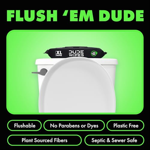 Image of DUDE Wipes Herbal Relief Flushable Wipes - Extra-Large Adult Wet Wipes - 12 Pack (144 Count) - Infused with Soothing Witch Hazel, Geranium Essential Oils, Vitamin E, and Aloe - Septic and Sewer Safe