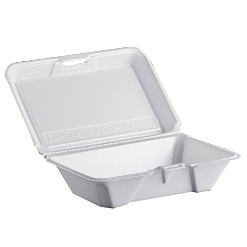 Dart 206HT1R All Purpose Shallow Perforated Foam Hinged Container, 9 X 6 in (Case of 200),White by DART - Used condition - US$26.48