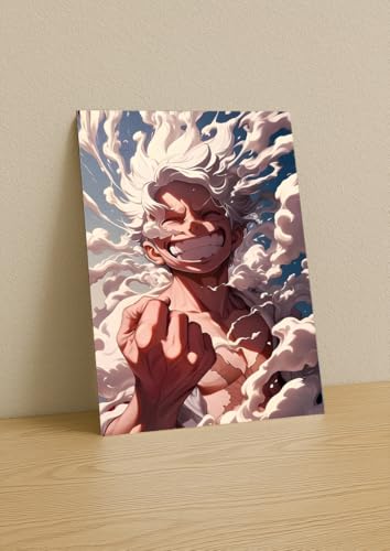 Image of NIJUKA Anime Printed A4 Size Metal sheet Poster For Home And Room Decoration | For Anime Art Fans Boys And Girls (Luffy New Look Power)