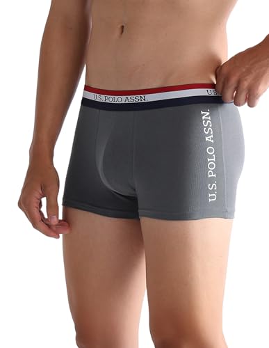 Image of U.S. Polo ASSN. Mens ET002 Anti Microbial Branded Stretch Cotton Underwear Trunk -Pack of 2