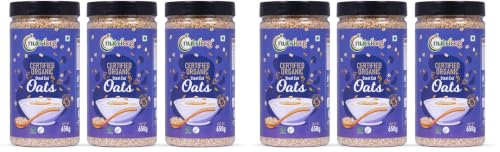 Image of Nutriorg Organic Raw Steel Cut Oats 1950g (Pack of 6 * 650g), Fiber Rich, Gluten Free Oats