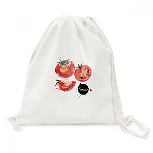 Tomate Aquarelle Sac à Dos Cordon Toile Voyage Sac Léger