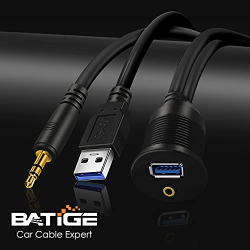 Batige Usb 3.0 & 3.5Mm Car Mount Flush Cable 3.5Mm + Usb3.0 Aux Extension Dash Panel Waterproof Mount Cable For Car Boat And Motorcycle (6Ft) #TOP1