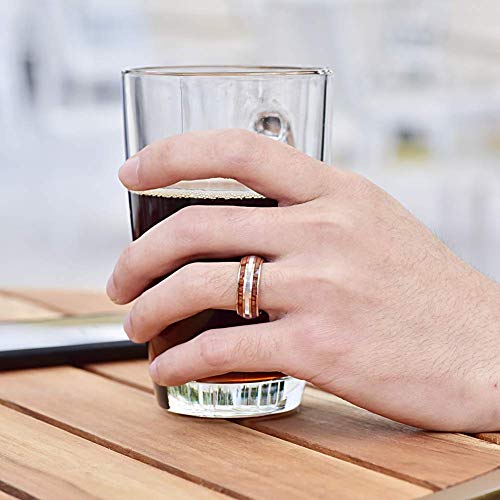 Vakki 8mm Koa Wood Tungsten Ring for Men Mother of Pearl Shell/Imitated Meteorite/Abalone Shell/Deer Antler Inlay Wedding Band Comfor Fit Size 7-123