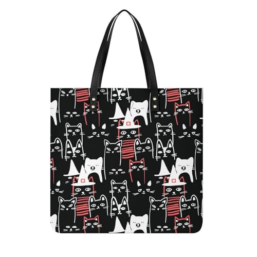 Sac à main chat pour femmes - Tote bag shopper en toile voyage 39x39cm