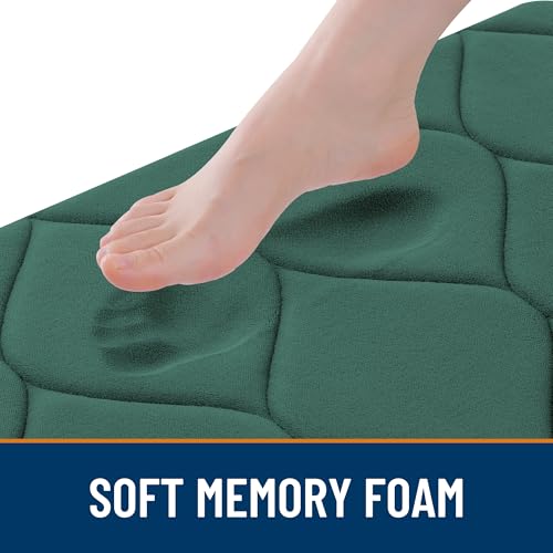Image of Smiry Memory Foam Bath Mat 30x20, Ultra Soft Absorbent Bathroom Rugs | Hunter Green, Plush Quick Dry and Machine Washable Cushion Bath Mats for Bathroom, Shower, Tub & Home Decor