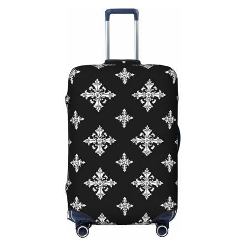 Christmas Black White Floral Luggage Cover Protector Elastic Washable Anti-Scratch Suitcase Covers With Zipper Closure For Luggage 18-32 Inch X-Large