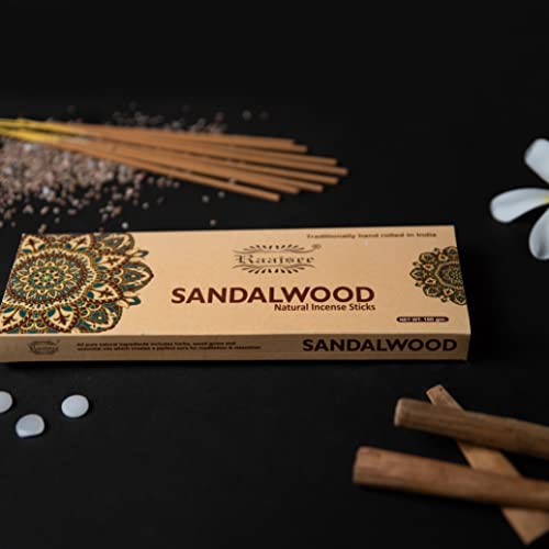 Image of Raajsee Sandalwood Incense Sticks 100 Gm Pack-100% Pure Organic Natural Hand Rolled Free from Chemicals-for Church,Aroma Therapy,Relaxation,Meditation & Sensual Therapy