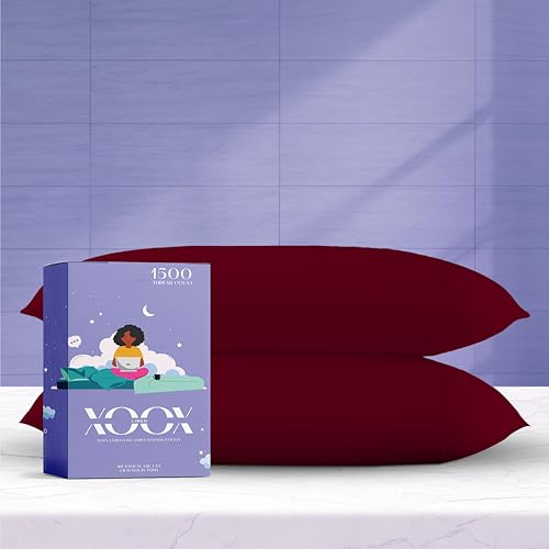 XOOX Linen 100% Egyptian Cotton King Size Pillow Cases Set
