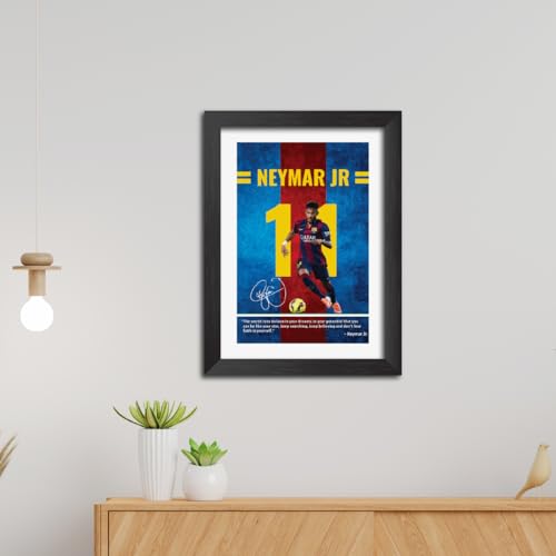 Image of TenorArts Neymar Jr Quotes Poster Frame Barcelona Laminated Photo Framed Painting with Matt Finish Black Textues (12 inches x 9inches)