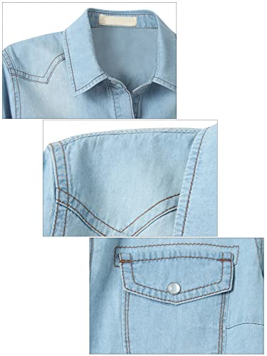 Camisa feminina de manga 3/4 com laço frontal e manga 3/4, cardigã cropped, Azul claro, G