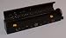 Wooden Coffin Incense Burner - Black Sun and Moon 12" - Brass Inlays - Storage Compartment