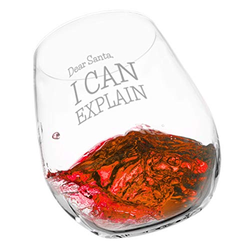 Dear Santa Funny Christmas Stemless Wine Glass (Set Of 4) - 15 Oz - Naughty, Cheerful Holiday Party Cups- Gift Exchange Idea To Celebrate X'mas #TOP4