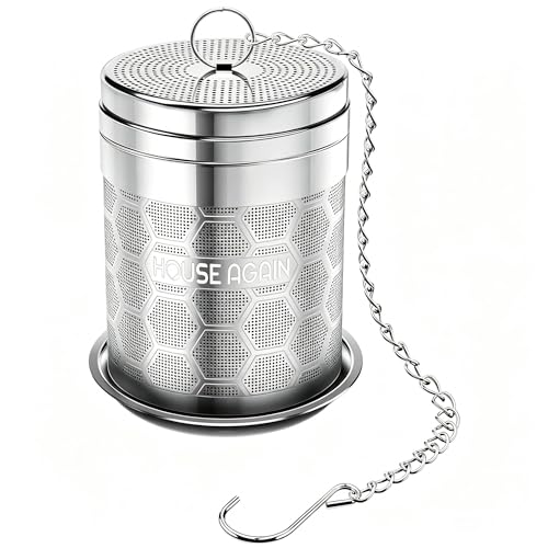 House Again Large Tea Infusers Extra Fine Mesh Tea Strainers for Loose Tea Slim Threaded Lid & 304 Stainless Steel Filter Bags Diffusers Loose Leaf Tea Steeper for Brew Tea Spices & Seasonings
