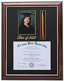 3art 8.5x11 SQ-Diploma, with Tassel and 5x7 Picture Frame. Mahogany/Black (Customizable)