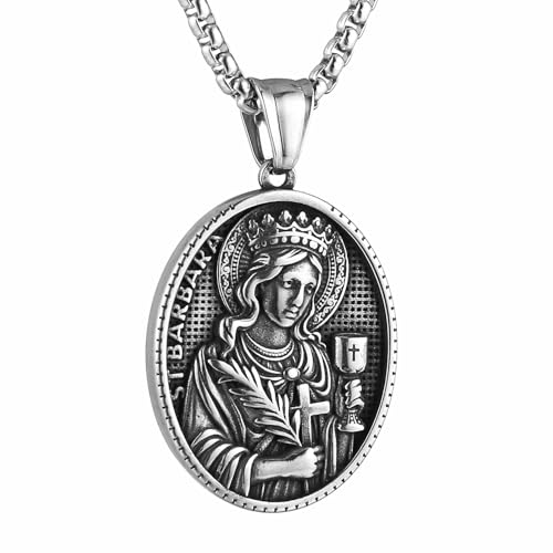 Pendentif Jésus Marie Joseph et collier acier inoxydable pour homme amulette chrétienne