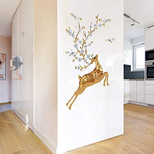Image of Oren Empower DIY Golden Forest Deer Wall Stickers for Bed Room, Living Dinning Room /Decorative Self Adhesive PVC Vinyl Resuable Animals Wallpaper - Multicolor (60 X 90 CM)