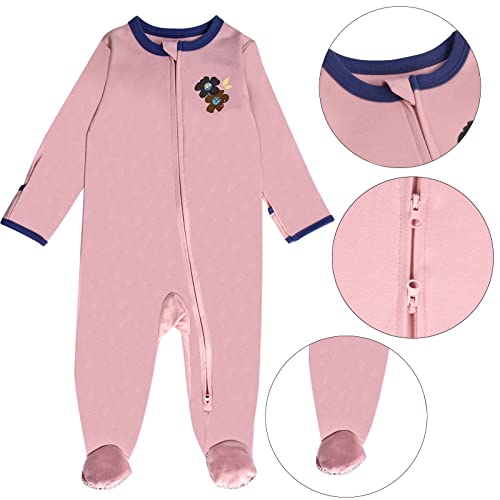 Baby Footed Pajamas with Mitten Cuffs - 3 Pcs Girls Boys Footie Sleeper Newborn, Zipper Footies Sleep 'n Play3