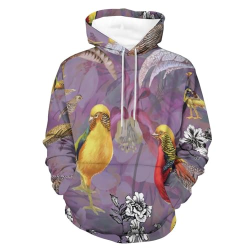 Sweatshirt pull pour homme femme UMENG, le hoodie oiseau coloré contre le froid de mi-saison