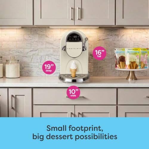 Image of Nostalgia Retro Soft Serve Ice Cream Maker - Make 10 / Four Ounce Servings of Chocolate, Vanilla, Strawberry Flavors & More - Easy Dispensing Lever & Self Clean Mode - Ready in about 20 Minutes