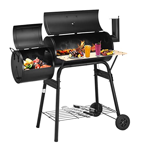 TANGZON Charcoal BBQ Grill with Temperature Gauge & Wheels