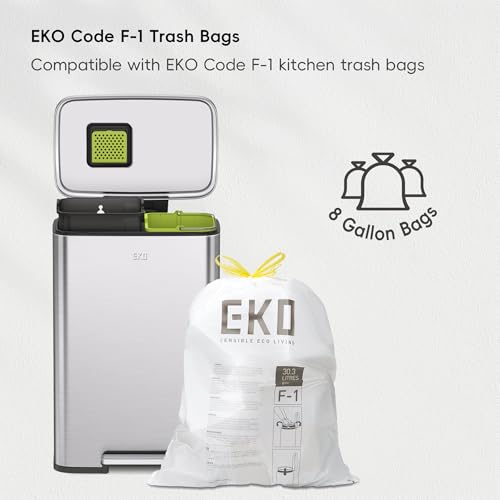 EKO-Madison-Brushed-Stainless-25L20L-Dual-Compartment-Step-Trash-Can-with-Inner-Liner-Recycling-Bin-Soft-Close-Lid-Fingerprint-Resistant-Finish-and-Durable-Stainless-Steel-for-Home-and-Office
