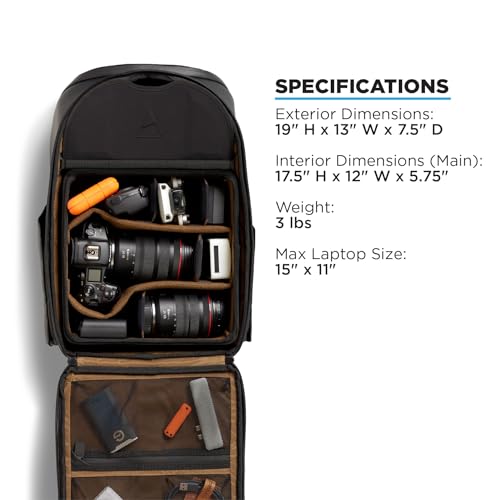 NOMATIC Peter Mckinnon Camera Pack 25L, Ladder - DSLR Camera Backpack for Men And Women, Extra Large Photography Bag, Travel Camera Backpack, Weekend Bag