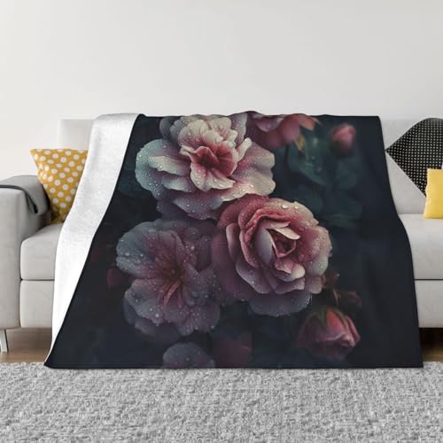 Couverture en flanelle chaude et légère imprimé floral pour lit et canapé