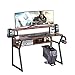 Price comparison product image TREETALK Gaming Desk, Computer Desk with Large Monitor Stand and Open Shelf, PC Laptop Gamer Table Workstation with Cup Holder, Headphone Hook, 2 Speaker Stand for Home Office (Rustic Brown)