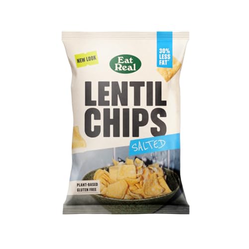 Eat Real, Lentil Chips, Salted, 10 x 95g, Gluten-Free Crisps Multipack, Vegan-Friendly, Healthy Snacks, 30% Less Fat