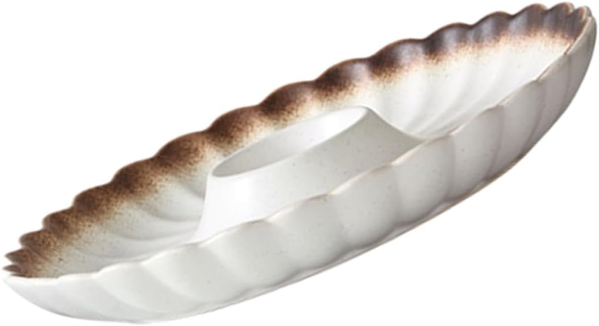 Vintage Japanese Ceramic Dumpling Tray Sushi Plate Golden Decorative Food Serving Dish for Home Dining and Entertaining