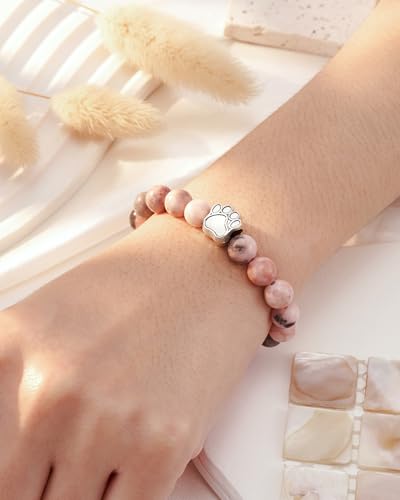 Dog Mom Gifts: Natural Stone Paw Bracelets for Women2