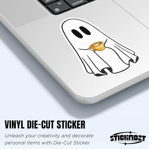 Pegatina de café fantasma de vinilo, el detalle de Halloween perfecto para amantes del café 3